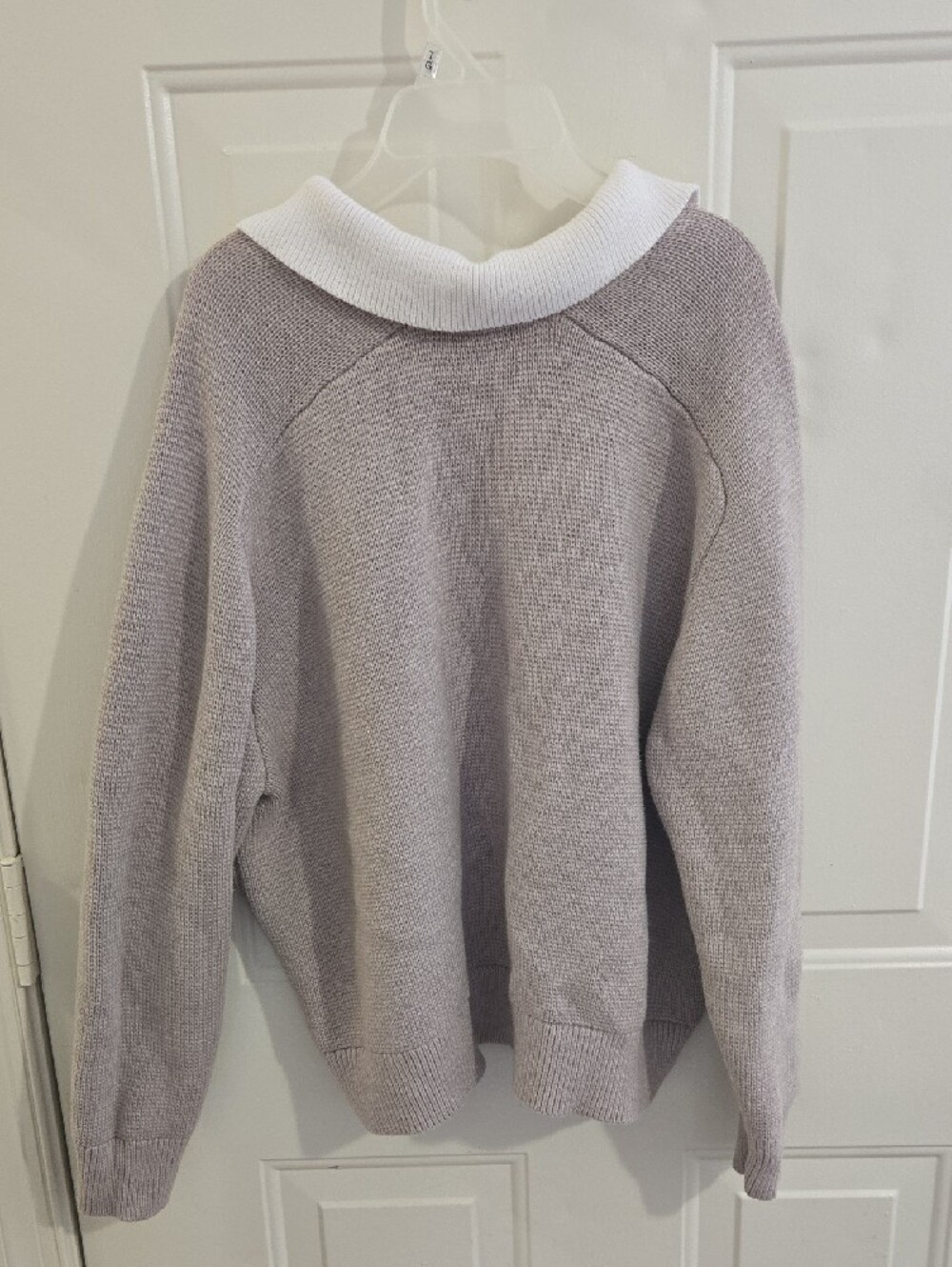 Abercrombie & Fitch Easy Long Sleeve Polo Sweater Beige XL Preppy Oversized - Picture 4 of 7